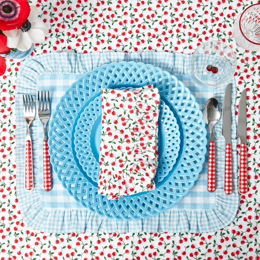 eurean Red Gingham Cutlery Set – 5-Piece Stylish Checkered Flatware - Image 2