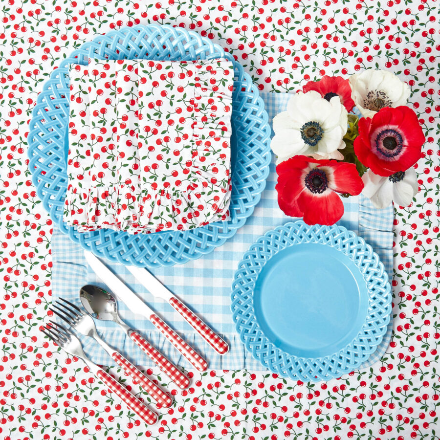 eurean Red Gingham Cutlery Set – 5-Piece Stylish Checkered Flatware - Image 3