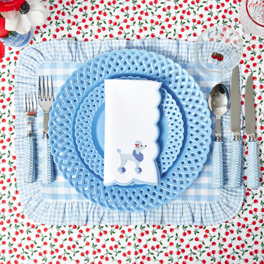 eurean Blue Rattan Cutlery Set – 5-Piece Stylish Flatware Collection - Image 3