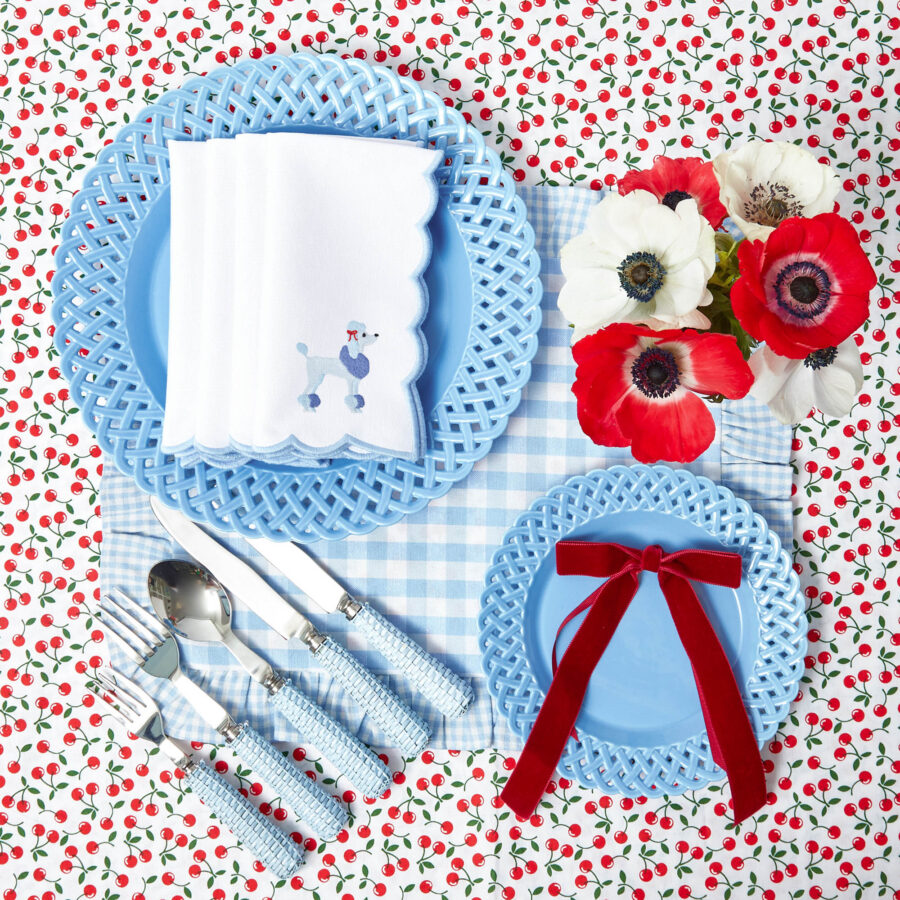 eurean Blue Rattan Cutlery Set – 5-Piece Stylish Flatware Collection - Image 6