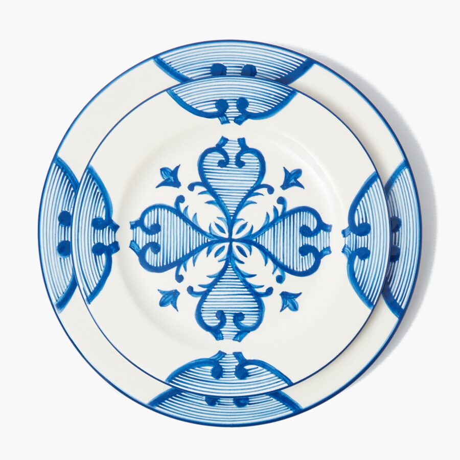 eurean Blue Quatrefoil Dinner & Starter Plates – 8-Piece Elegant Tableware Set - Image 11
