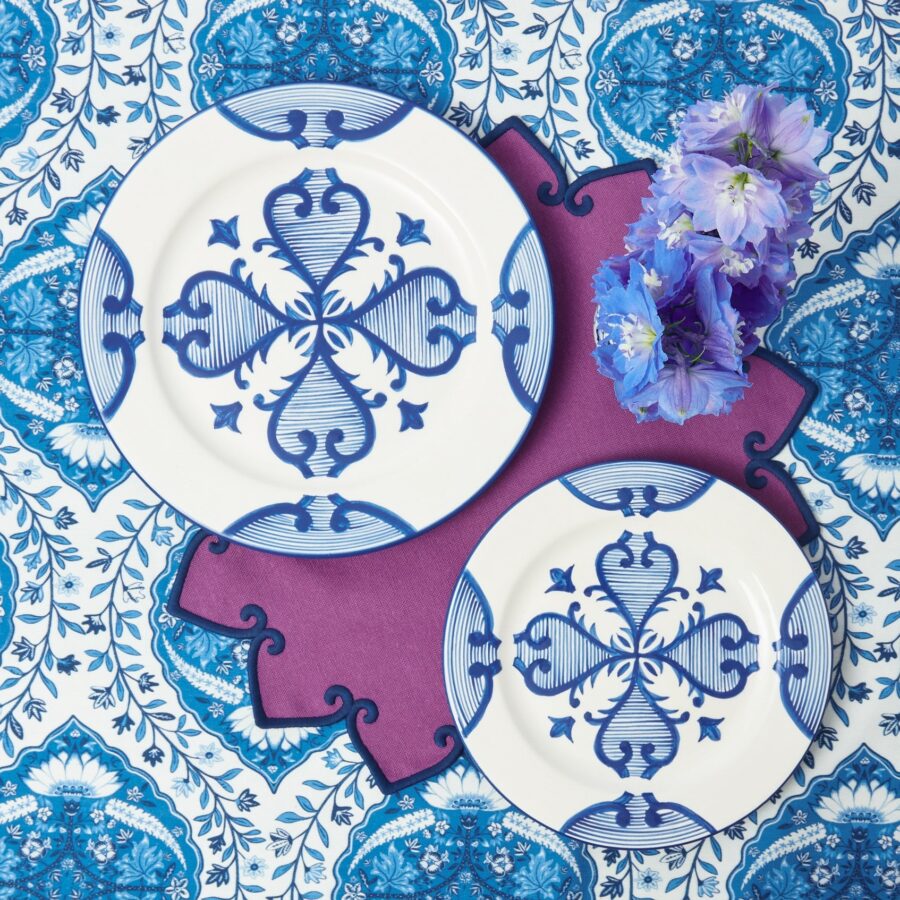 eurean Blue Quatrefoil Dinner & Starter Plates – 8-Piece Elegant Tableware Set - Image 9