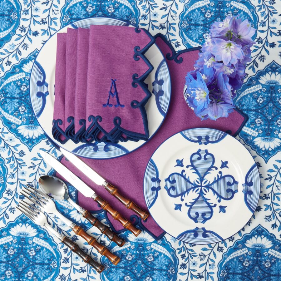 eurean Blue Quatrefoil Dinner & Starter Plates – 8-Piece Elegant Tableware Set - Image 12