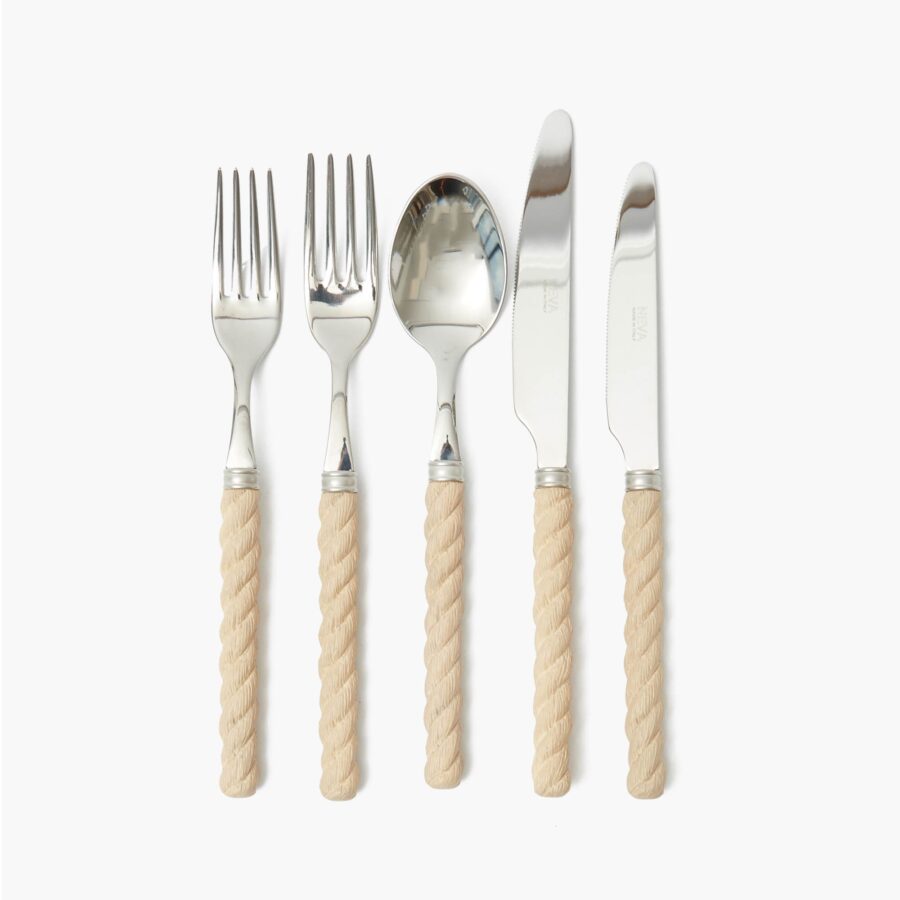 eurean Rope Cutlery Set – 5-Piece Rustic Flatware Collection