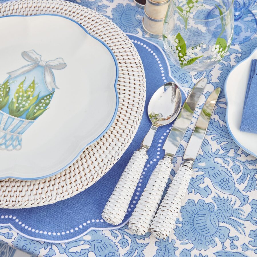 eurean White Rattan Cutlery Set – 5-Piece Stylish Flatware Collection - Image 10