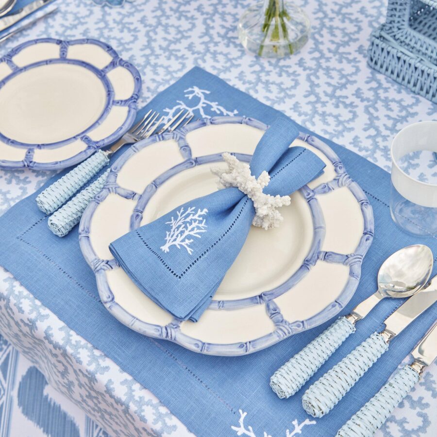 eurean Blue Rattan Cutlery Set – 5-Piece Stylish Flatware Collection - Image 13