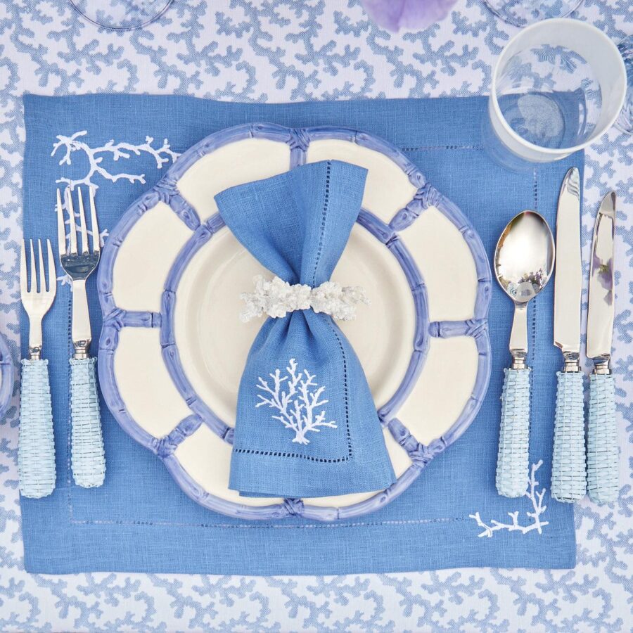 eurean Blue Rattan Cutlery Set – 5-Piece Stylish Flatware Collection - Image 15