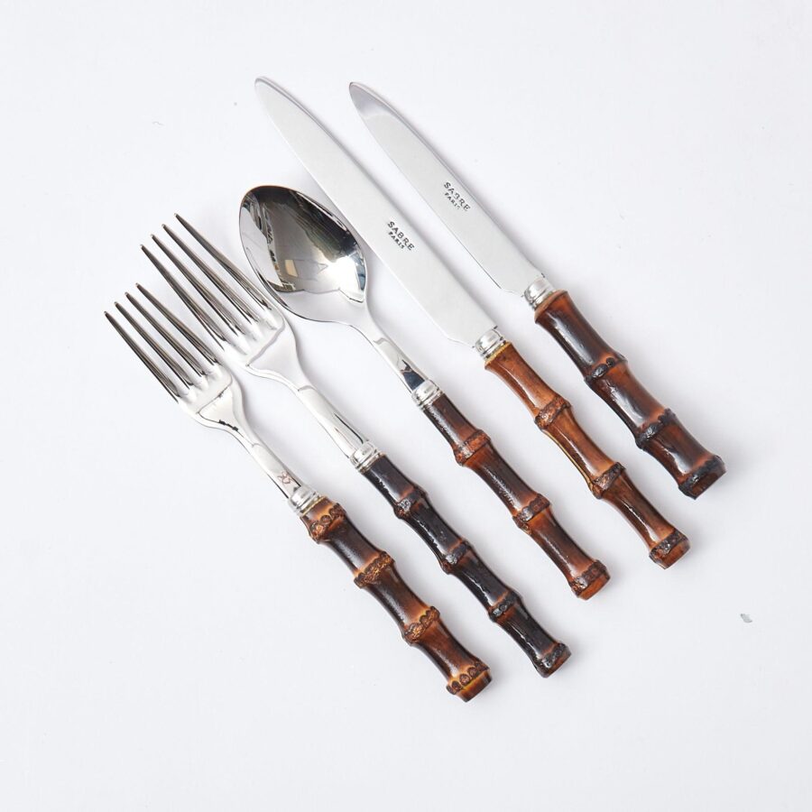 eurean Burnt Bamboo Cutlery Set – 5-Piece Eco-Friendly Flatware - Image 10