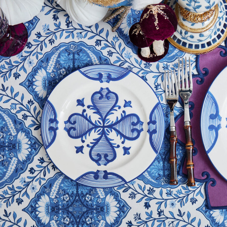 eurean Blue Quatrefoil Dinner & Starter Plates – 8-Piece Elegant Tableware Set - Image 3