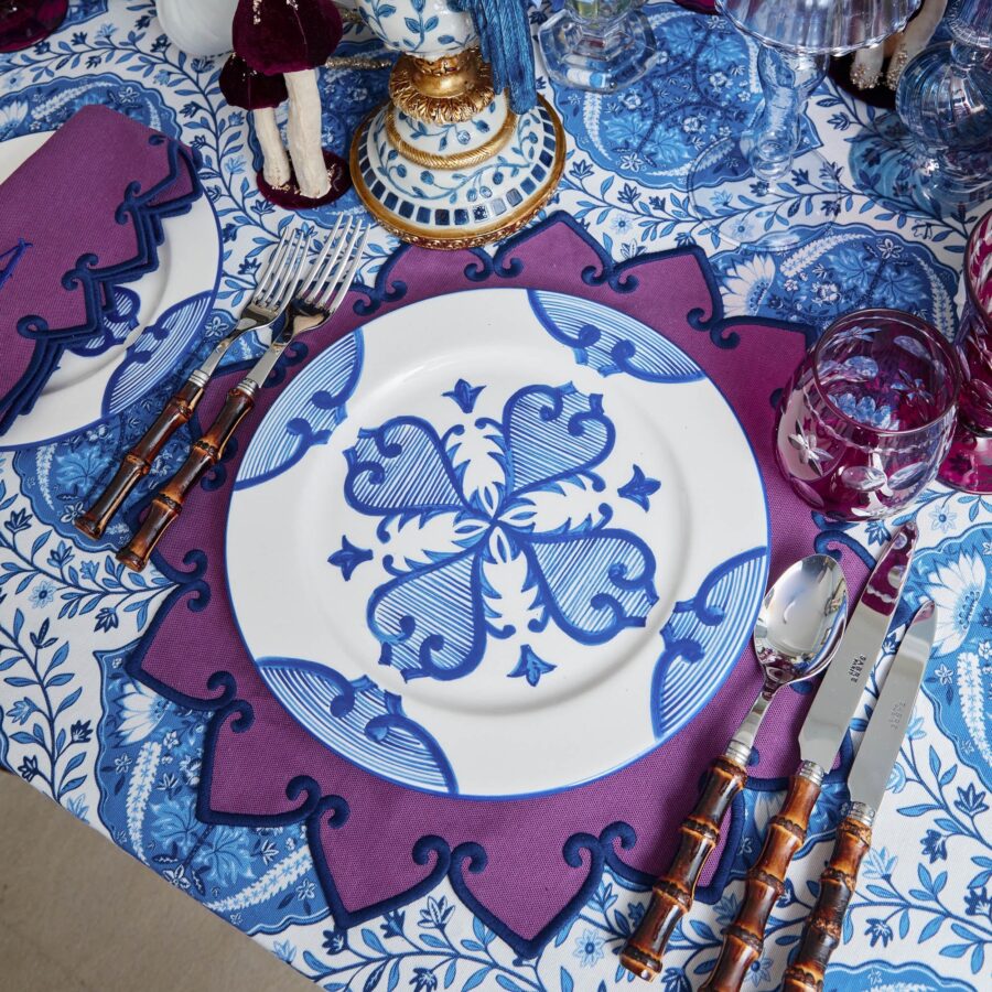 eurean Blue Quatrefoil Dinner & Starter Plates – 8-Piece Elegant Tableware Set - Image 2