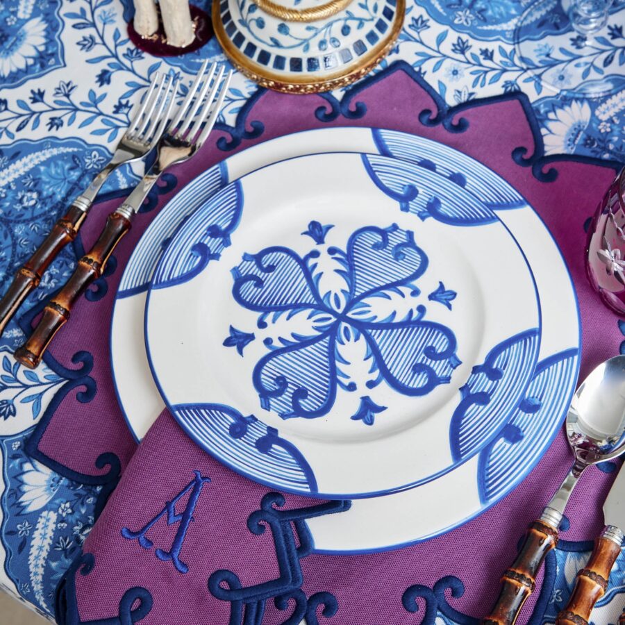 eurean Blue Quatrefoil Dinner & Starter Plates – 8-Piece Elegant Tableware Set - Image 6
