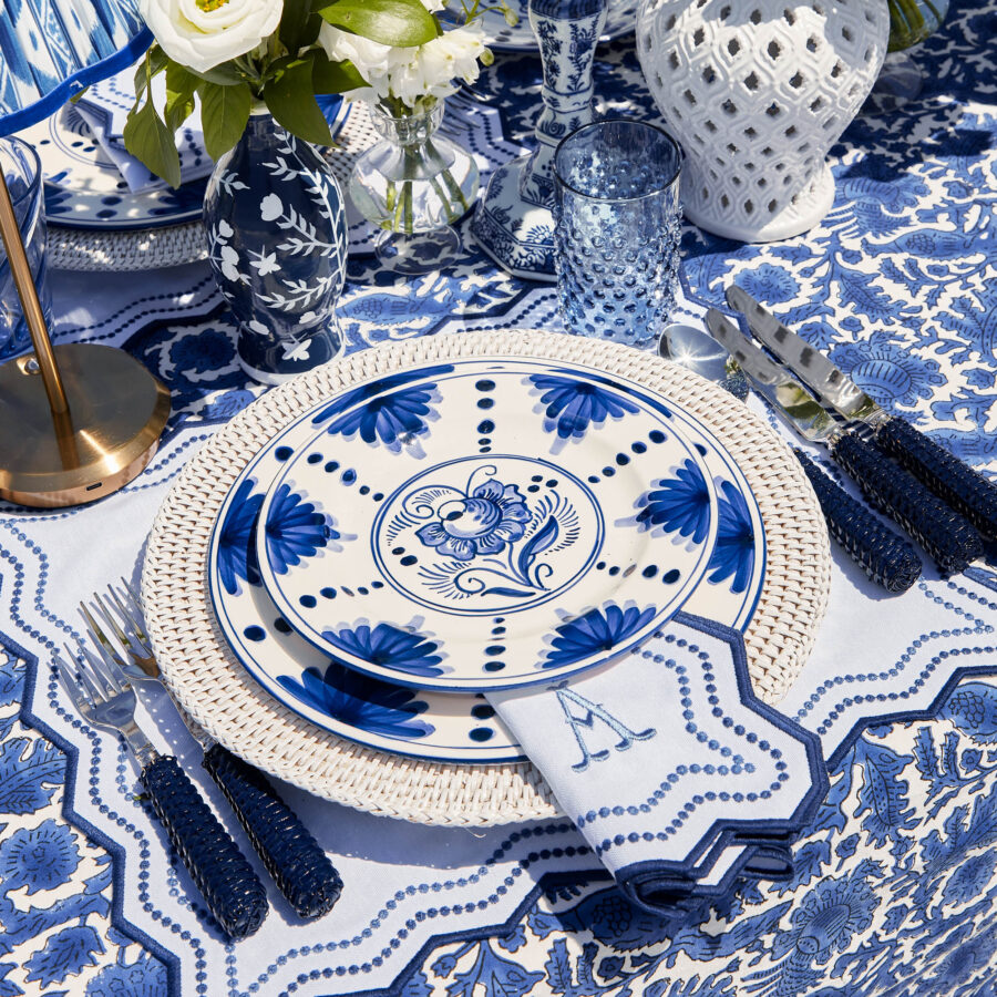 eurean Navy Rattan Cutlery Set – 5-Piece Flatware with Natural Texture - Image 9
