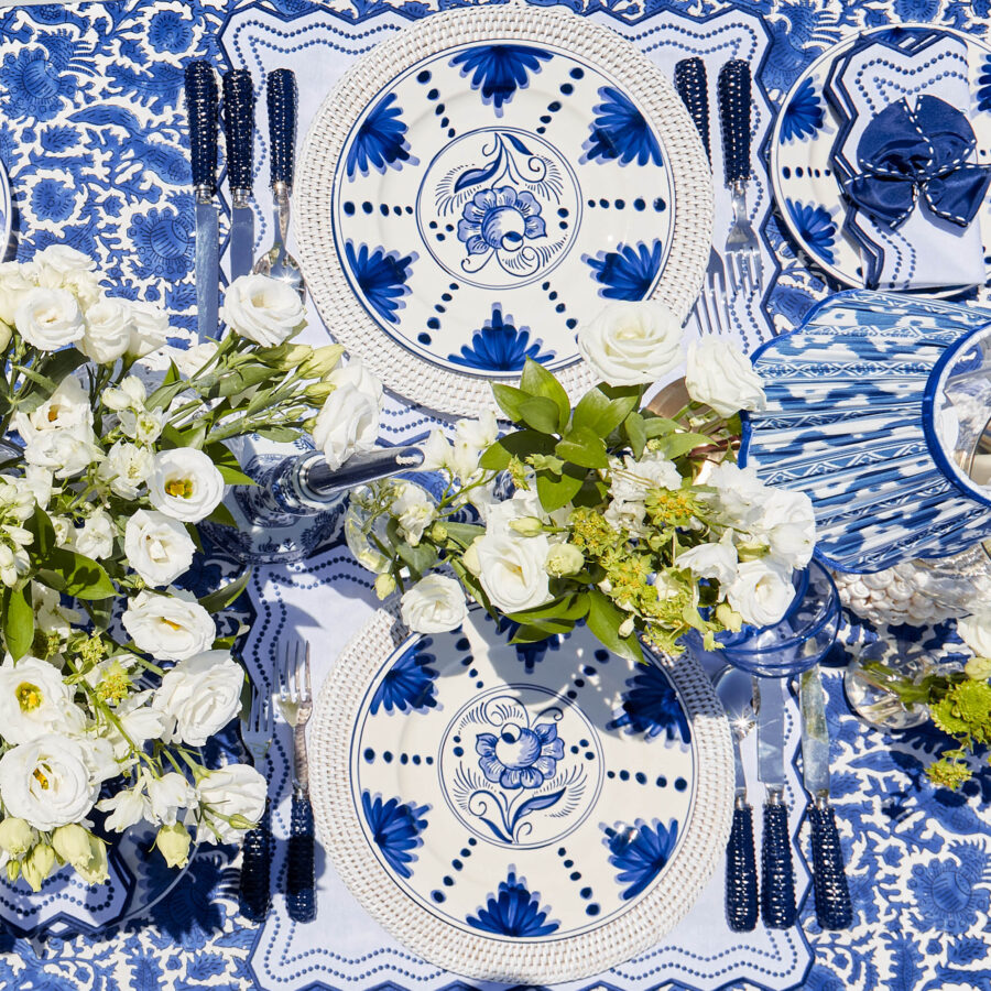 eurean Navy Rattan Cutlery Set – 5-Piece Flatware with Natural Texture - Image 5
