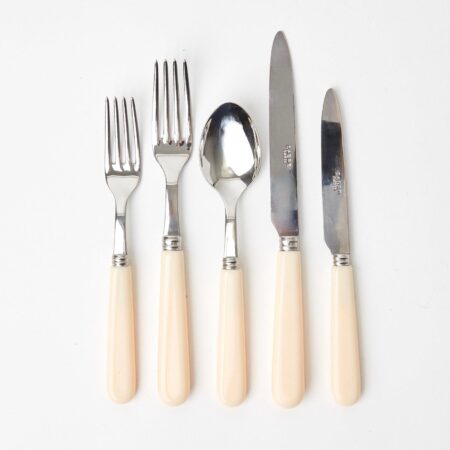 eurean Ivory Cutlery Set – 5-Piece Elegant Flatware Collection