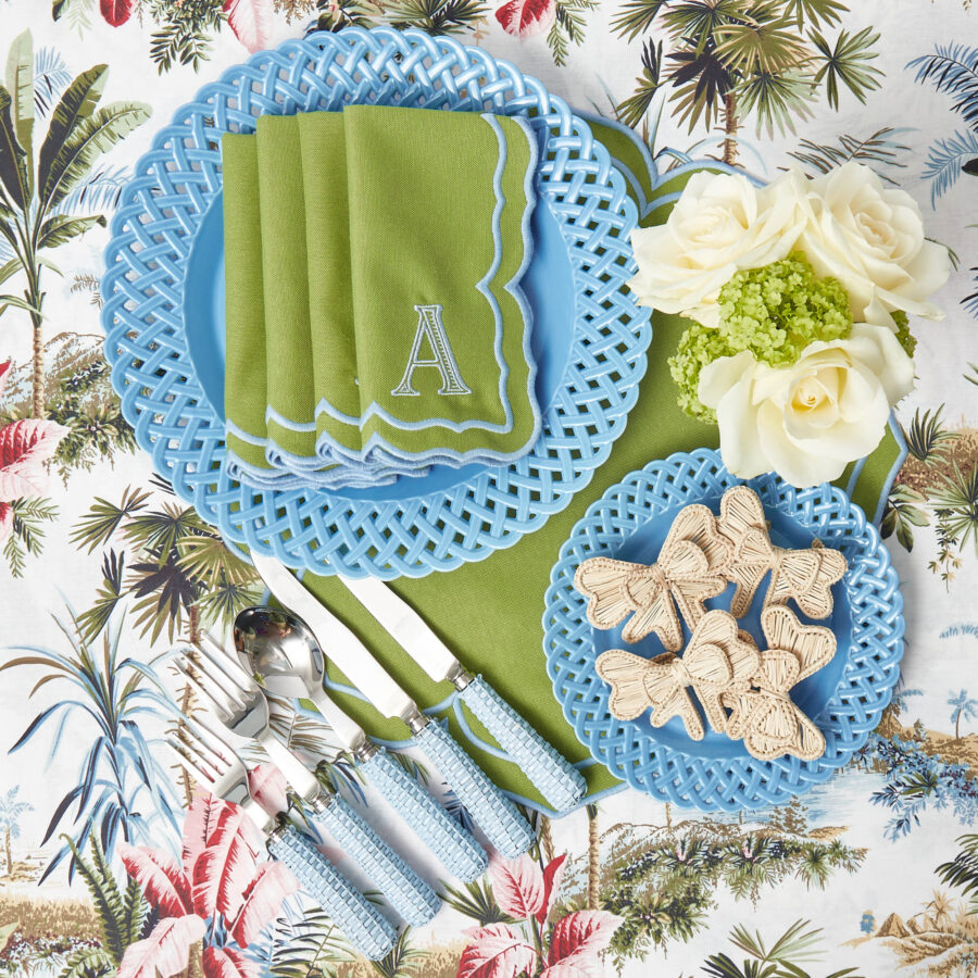 eurean Blue Rattan Cutlery Set – 5-Piece Stylish Flatware Collection - Image 8