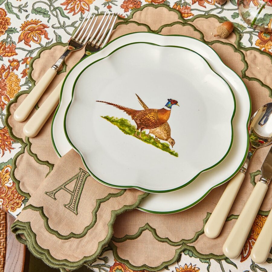 eurean Scalloped Starter Plates Set – 4-Piece Elegant Pheasant Design - Image 2