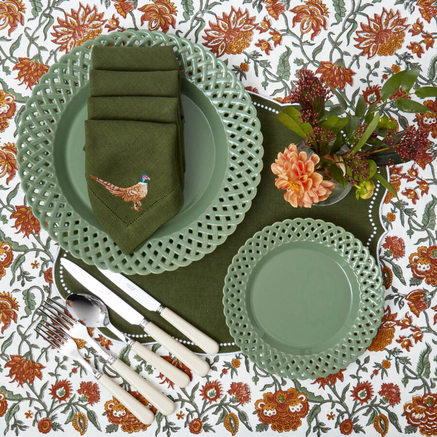 eurean Sage Basketweave Starter Plates – 4-Piece Textured Tableware Set - Image 4