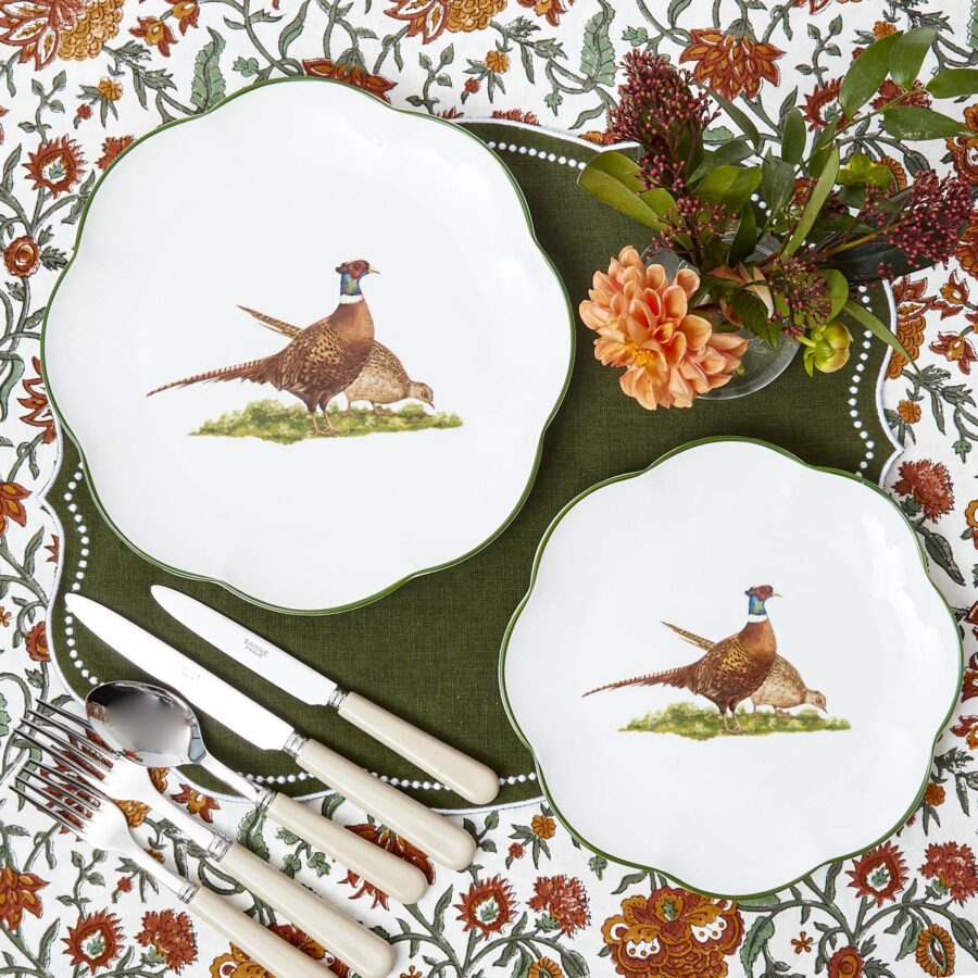 eurean Scalloped Starter Plates Set – 4-Piece Elegant Pheasant Design - Image 10