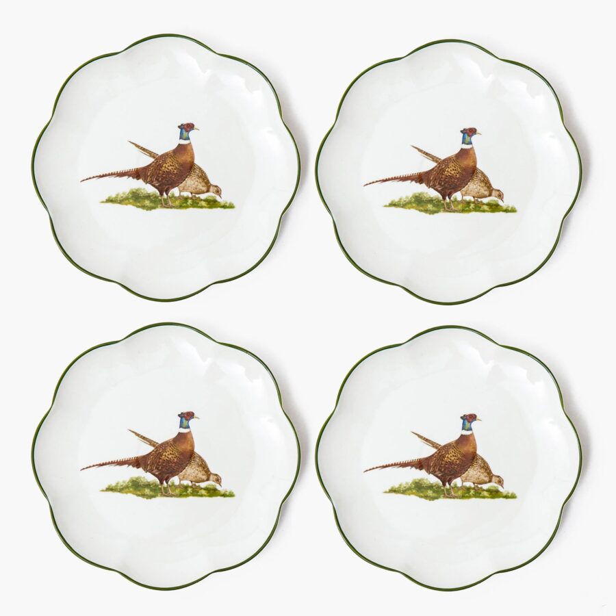 eurean Scalloped Starter Plates Set – 4-Piece Elegant Pheasant Design - Image 15