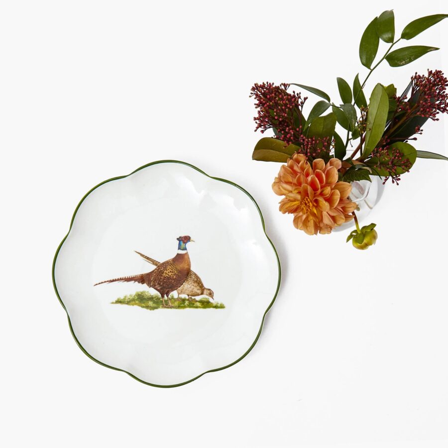 eurean Scalloped Starter Plates Set – 4-Piece Elegant Pheasant Design - Image 14