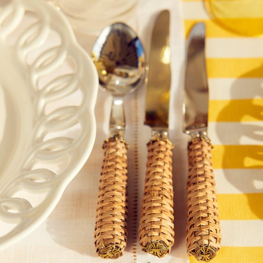 eurean Rattan Cutlery Set – 5-Piece Natural Flatware Collection - Image 11