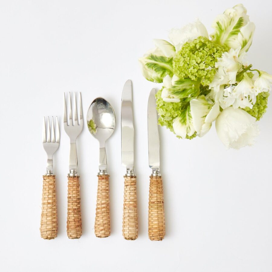 eurean Rattan Cutlery Set – 5-Piece Natural Flatware Collection - Image 15