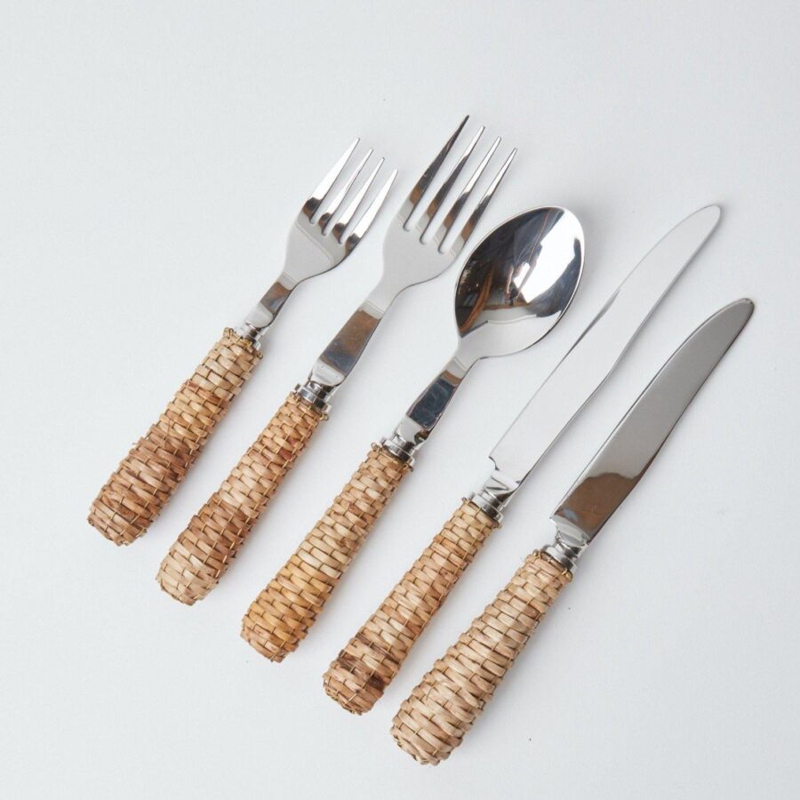 eurean Rattan Cutlery Set – 5-Piece Natural Flatware Collection - Image 10