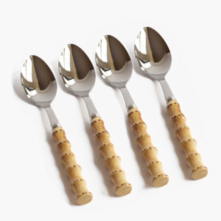 eurean Bamboo Soup Spoon Set – 4-Piece Eco-Friendly Flatware