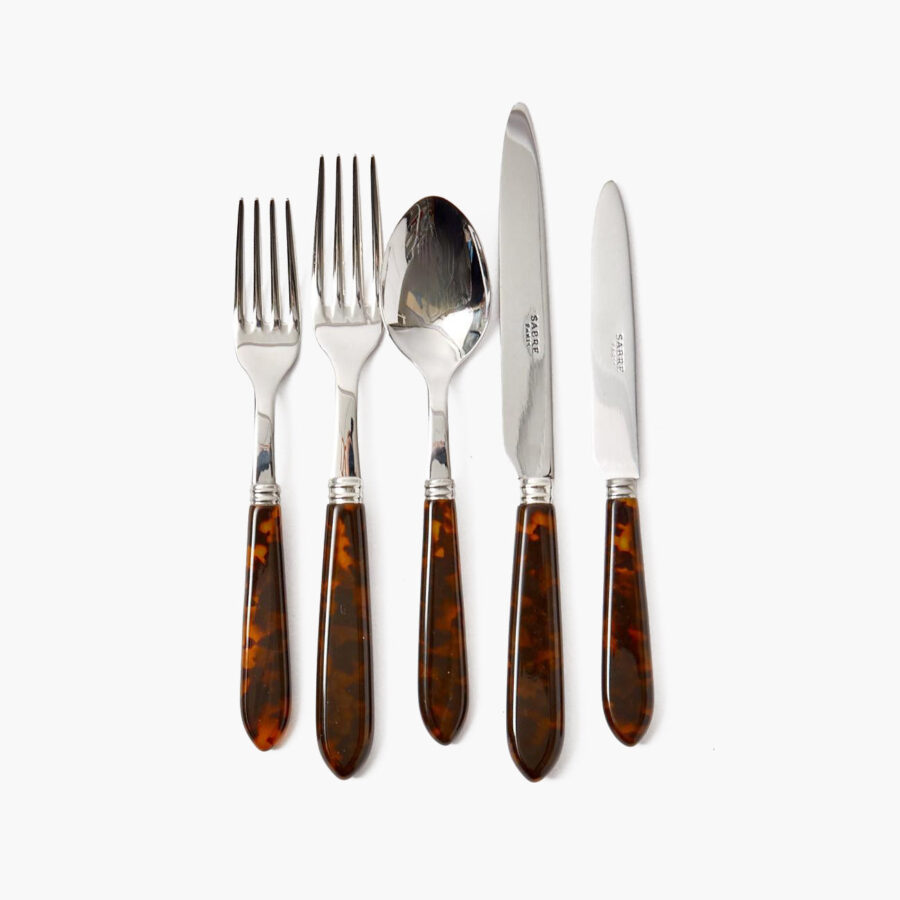 eurean Tortoiseshell Cutlery Set – 5-Piece Stylish Flatware Collection