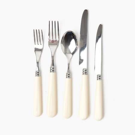 eurean White Ivory Cutlery Set – 5-Piece Elegant Flatware Collection