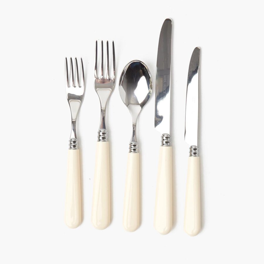 eurean White Ivory Cutlery Set – 5-Piece Elegant Flatware Collection